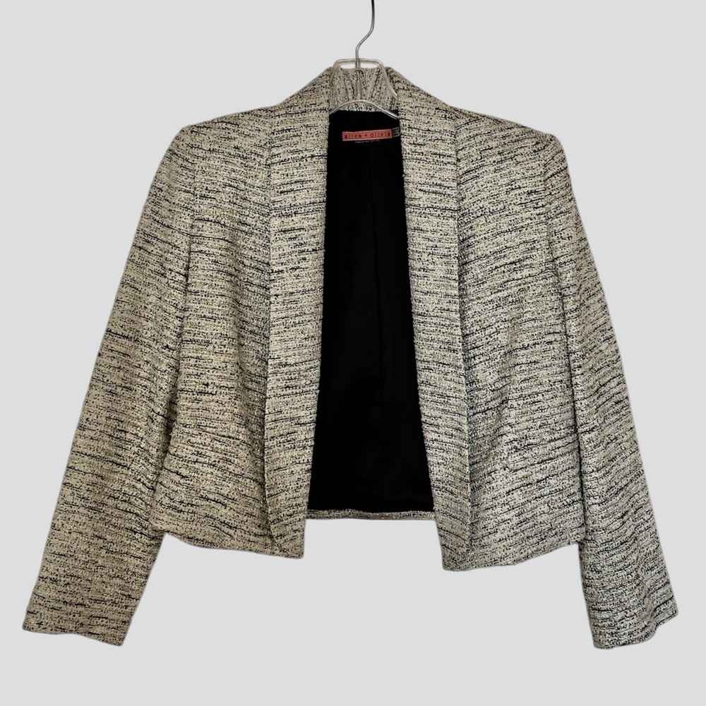 Alice + Olivia Amelia Metallic Tweed Blazer Jacket.